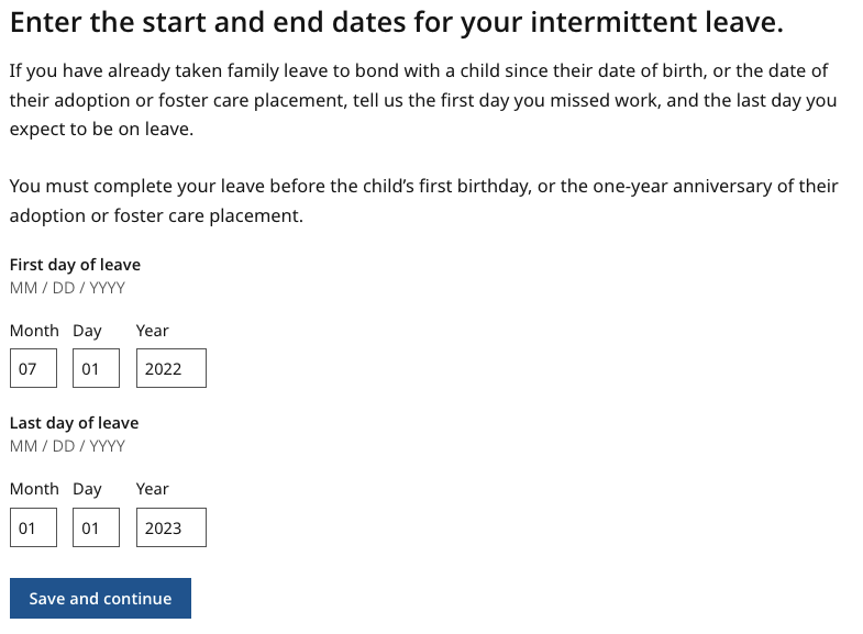 Intermittent date 6 months