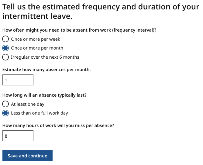 Intermittent frequency monthly