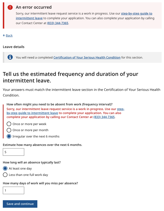 Med Intermittent Frequent Error