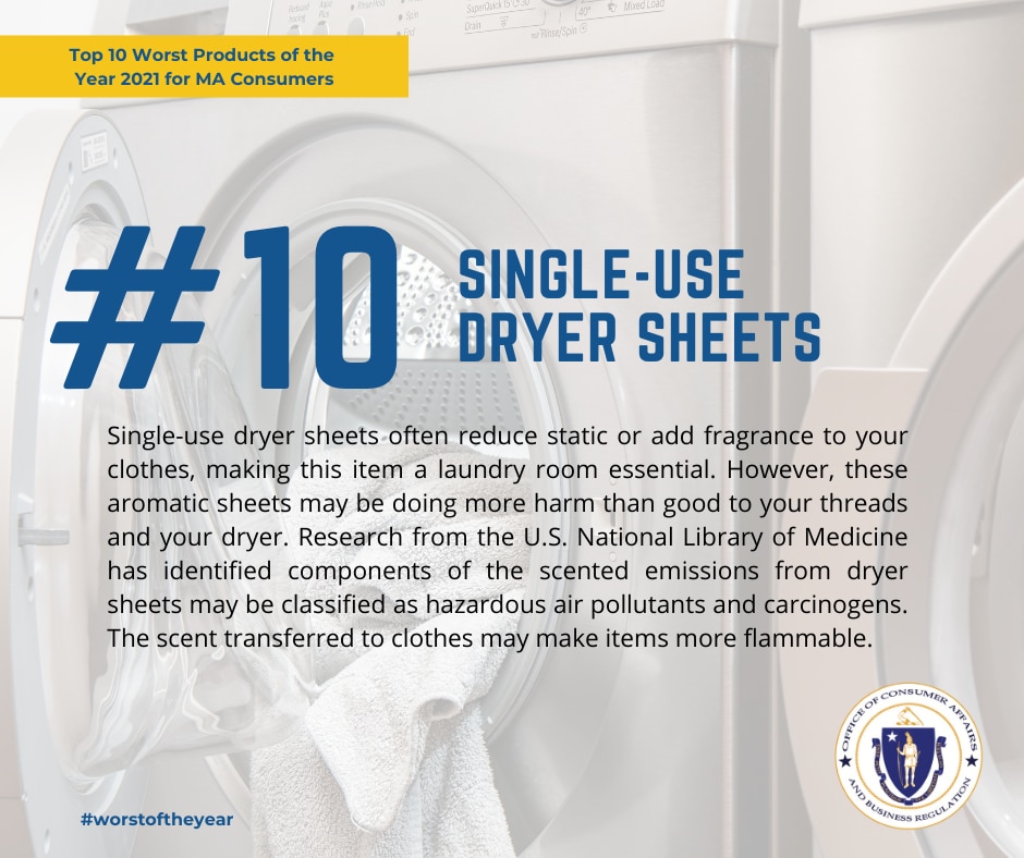 10. Single Use Dryer Sheets