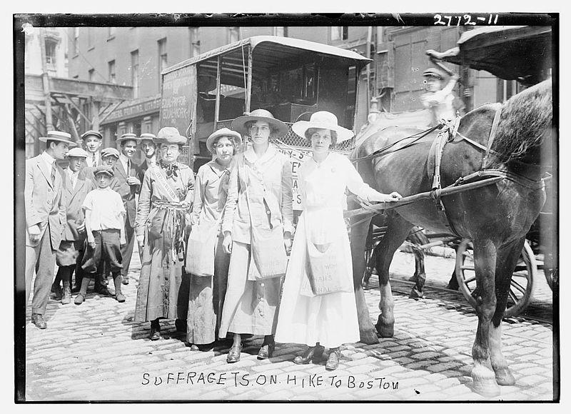 Suffragettes on hike to Boston