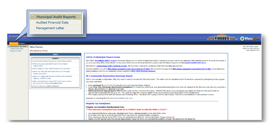 Entering Municipal Audit Data