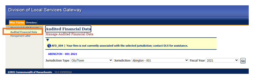 Entering Municipal Audit Data