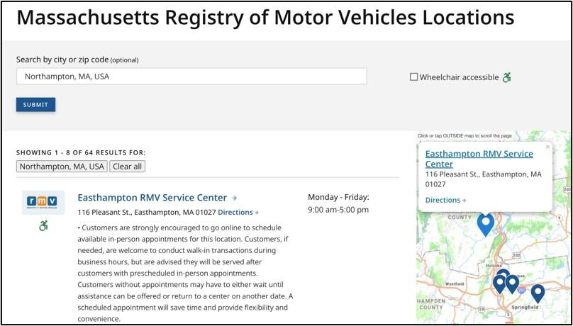 rmv location locator