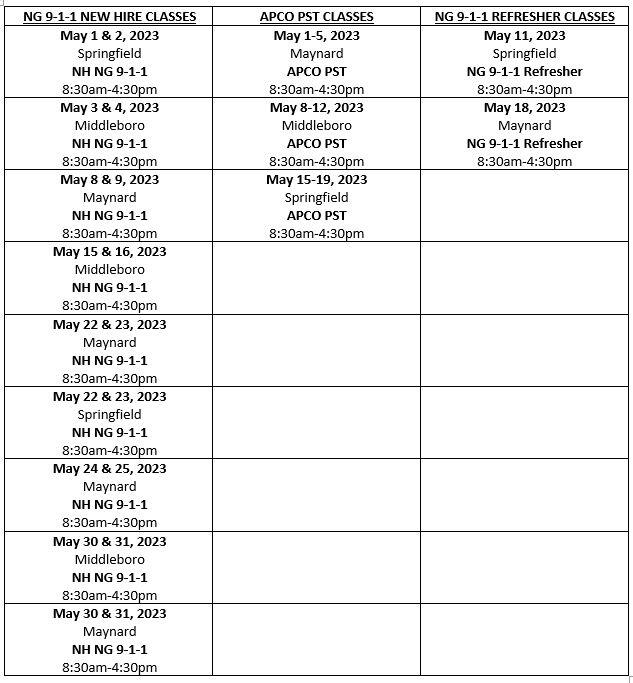 Training Calendar
