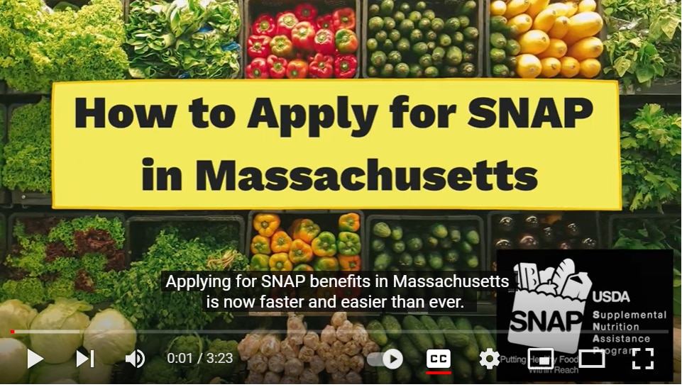 Image of video on how to apply for SNAP in Massachusetts