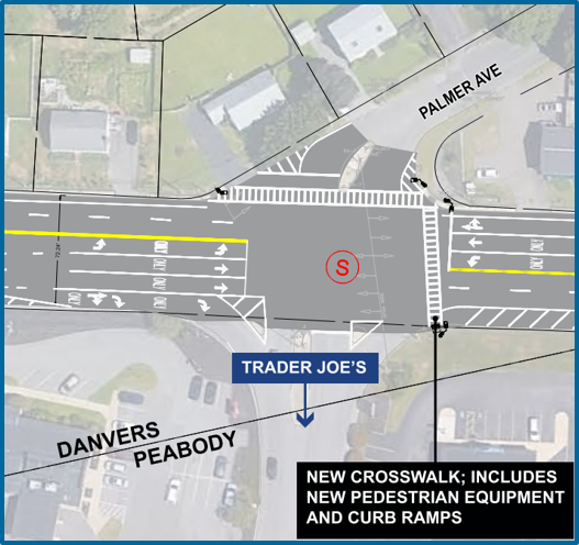 Planned improvements at Palmer Avenue include a new signalized crosswalk across Route 114 to help residents of the neighborhood reach points of interest on the south side of the road.