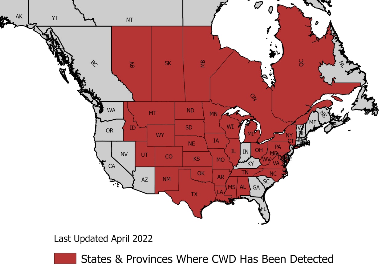 chronic wasting disease (CWD) map
