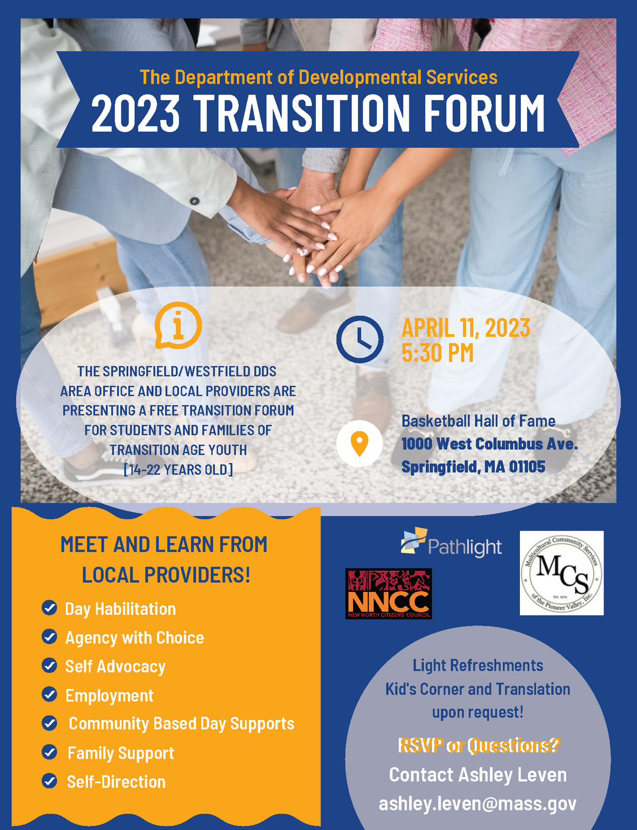DDS Transition Forum event flyer, details found on event page
