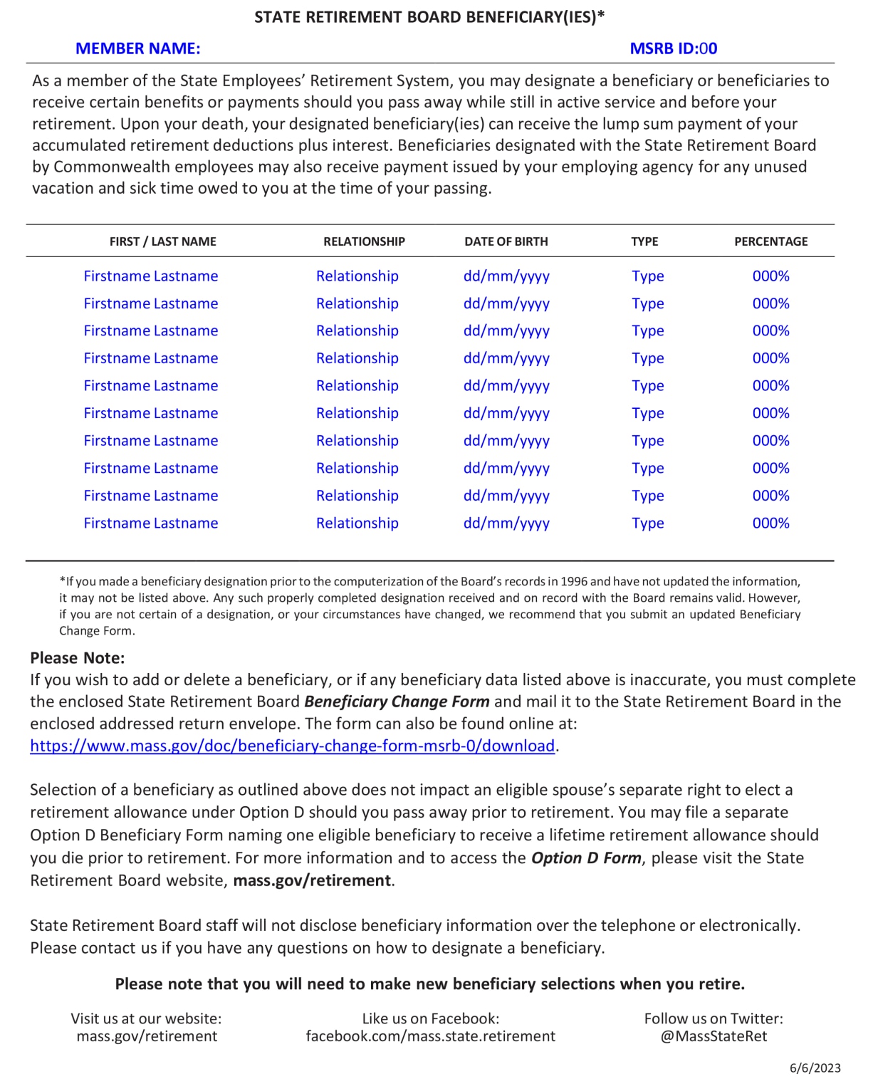 Page 2 Sample of 2022 MSERS Annuity Savings Account Annual Statement