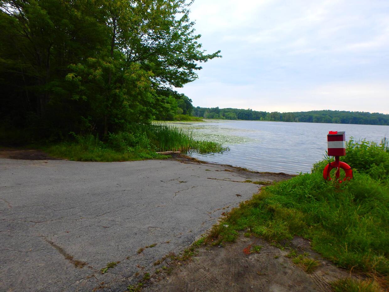 asphalt boat ramp terminating into the water