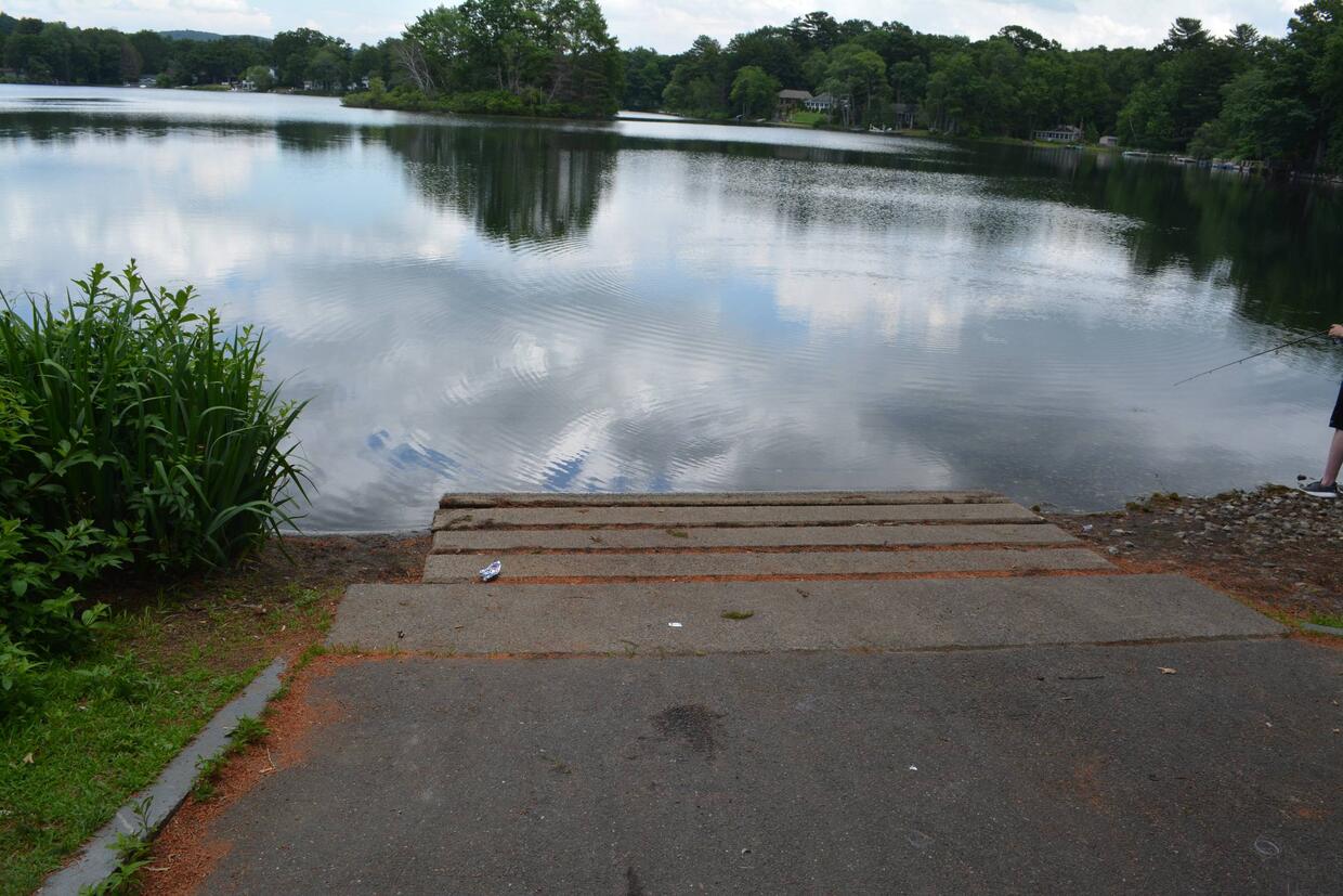 concrete pad ramp leading to waters edge