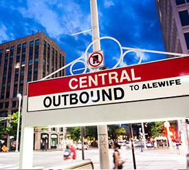 Subway sign: Central Outbound to Alewife