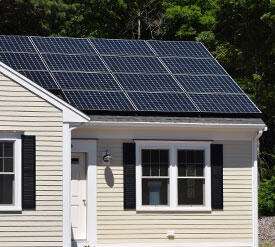 shed with solar panels on the roof