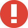 Alert badge (exclamation point in a red circle)
