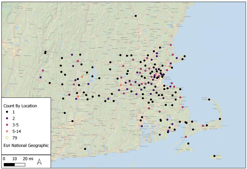 map showing where survey respondents are