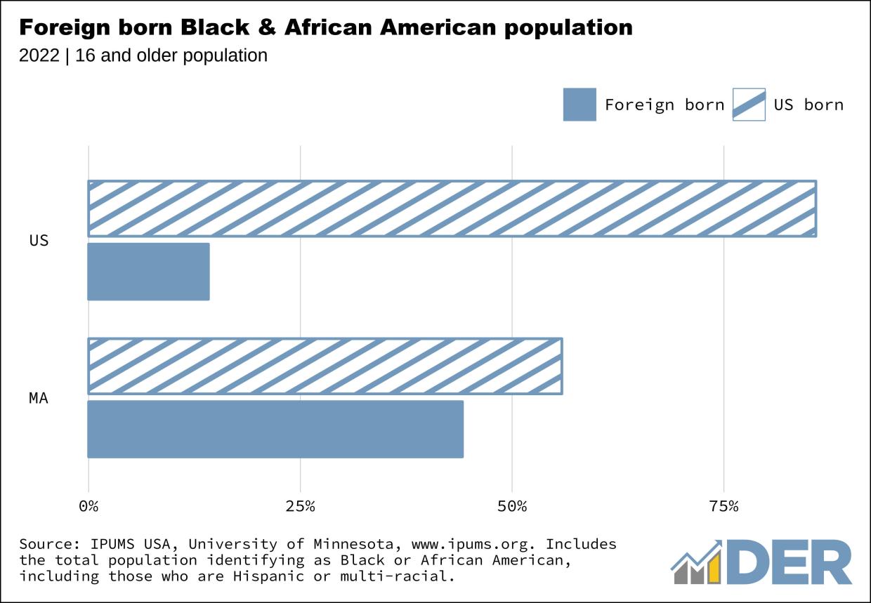 Foreign born Black & African American population 2022 | 16 and older population