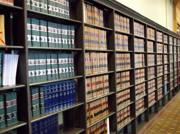 Bookshelf holding bound legislative documents