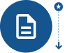 blue circle with a white document icon inside it, to the right a timeline with a blue circle with a white star inside on top of the line