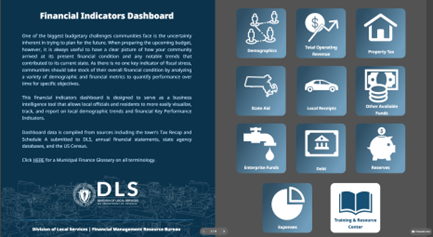 "Financial Indicators Dashboard" developed by the Financial Management Resource Bureau