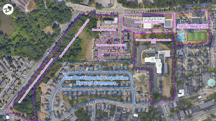 Harvard Commons, Mattapan aerial view