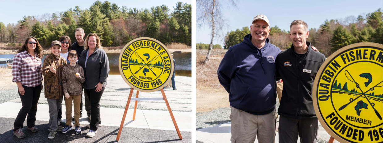 DFG Commissioner O'Shea poses for a photo with Quabbin Fishermen's Association president Clayton Sydla