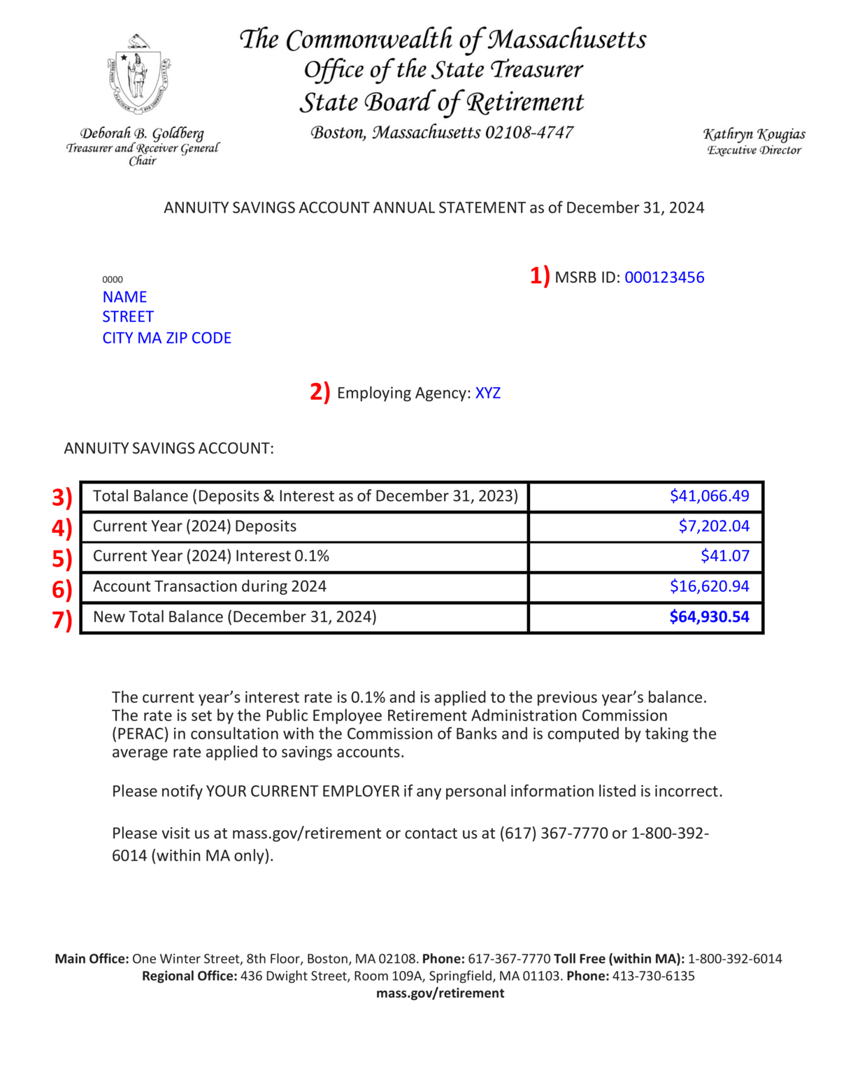 Page 1 Sample of 2024 MSERS Annuity Savings Account Annual Statement