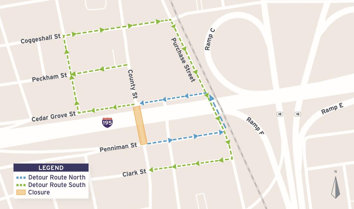 County Street detour map