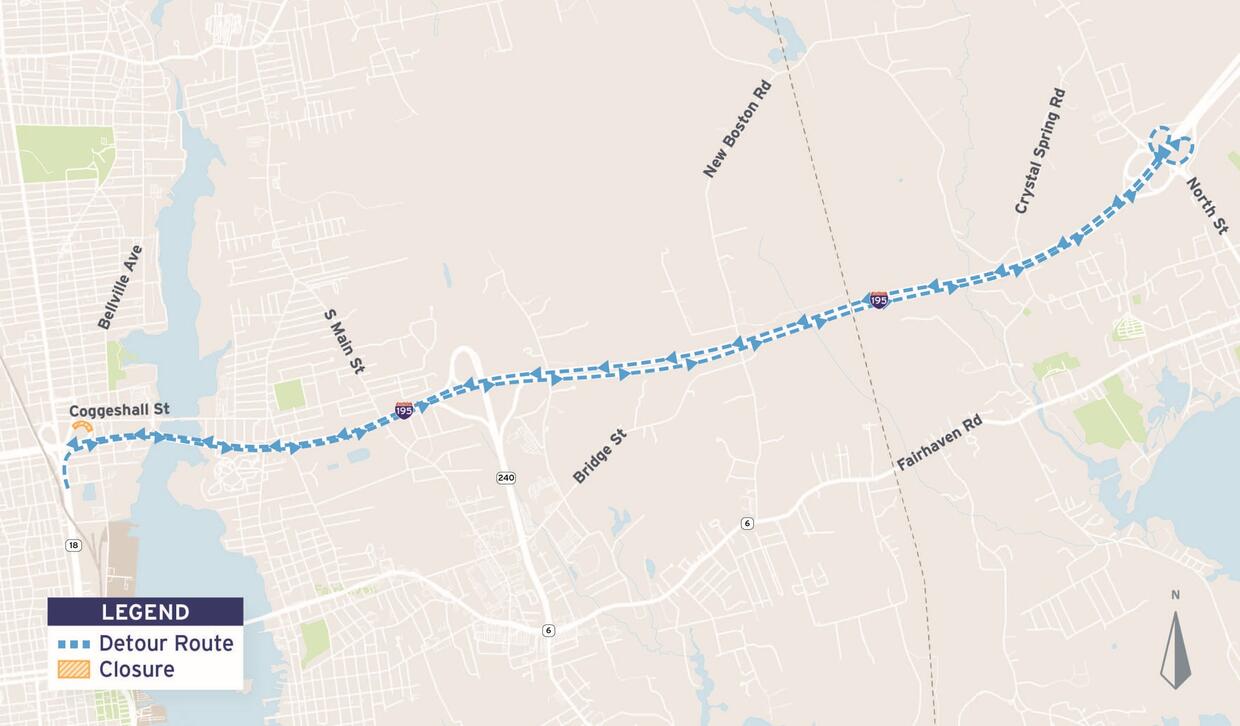 Ramp D detour map
