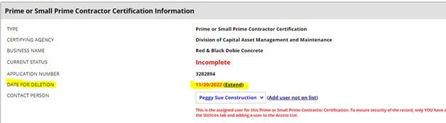 Information section of a website