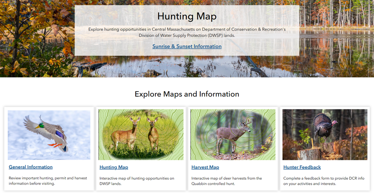 DCR DWSP Hunt Map App home page.