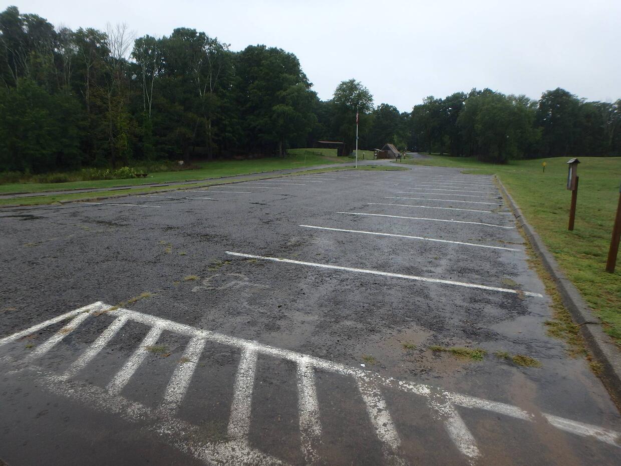 A large, paved parking area