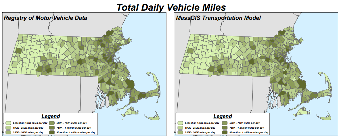 Total daily vehicle miles per household in 6 categories
