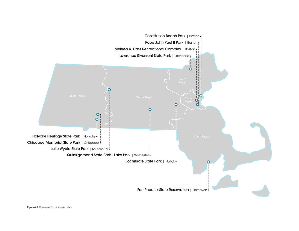 Locations of parks with project shade across massachusetts