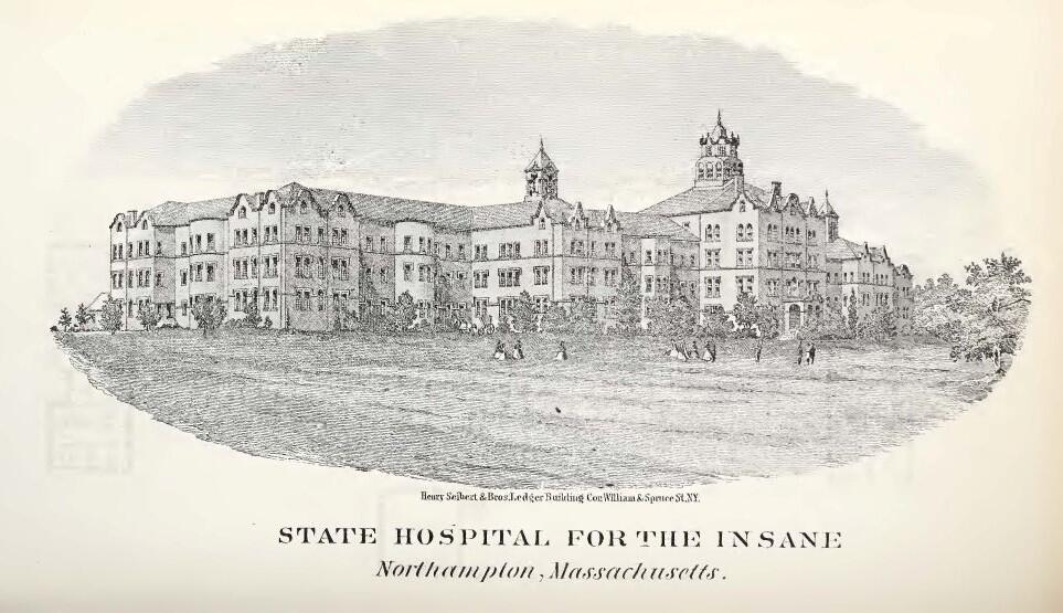 Illustration of the Northampton State Hospital from the Northampton State Hospital's 1874 Annual Report