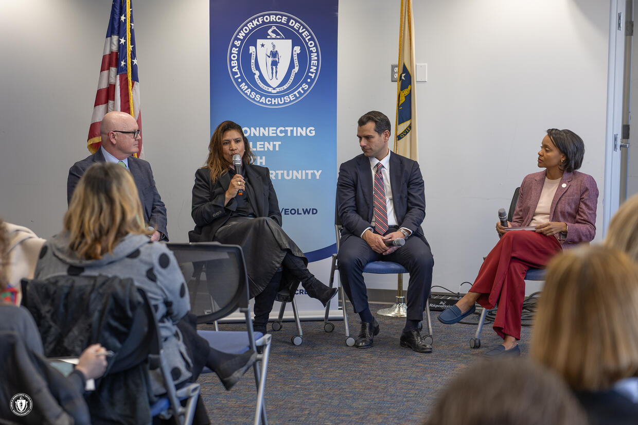 Secretary Jones joined Lynn Mayor Jared Nicholson and MassHire North Shore Workforce Board Executive Director Ed O’Sullivan for a fireside chat.