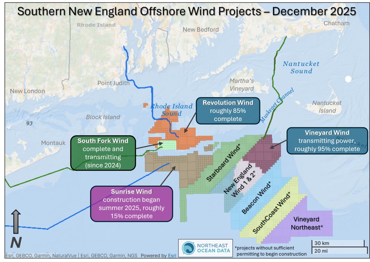 Map of Southern New England Offshore Wind Project. Refer to caption for more information. 
