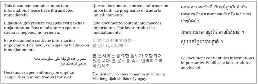 تحتوي هذه الوثيقة على معلومات هامة. يرجى ترجمتها فوراً.