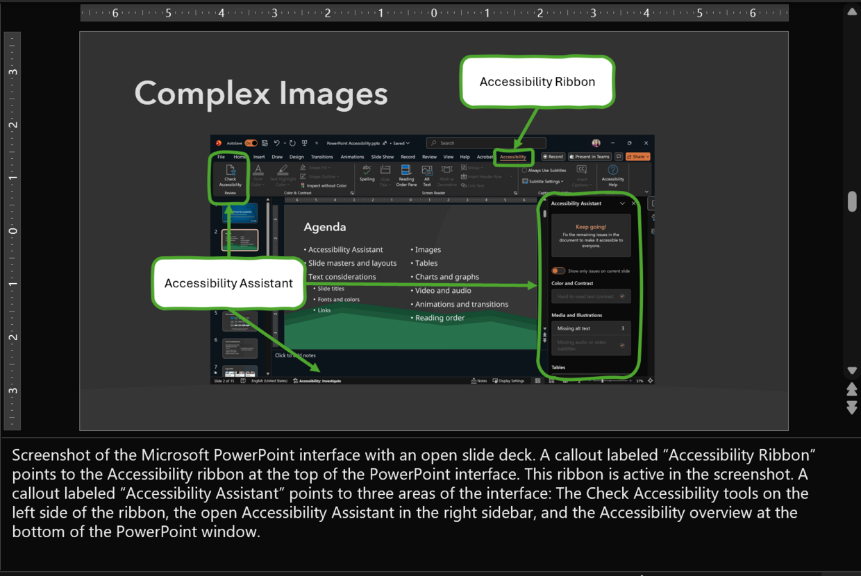 Screenshot of a complex image with text callouts and arrows and a longer description in the Notes section.