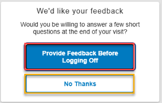 Screenshot of feedback popup on CCM Nurse Directory webpage