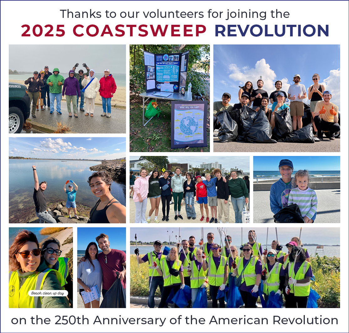 Colllage of COASTSWEEP Volunteers at cleanups across Massachusetts.