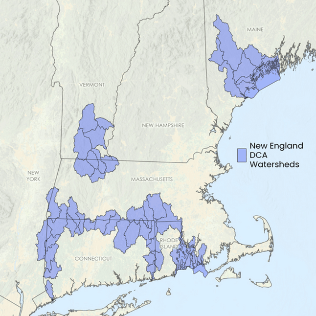 Map of New England DCA Watersheds