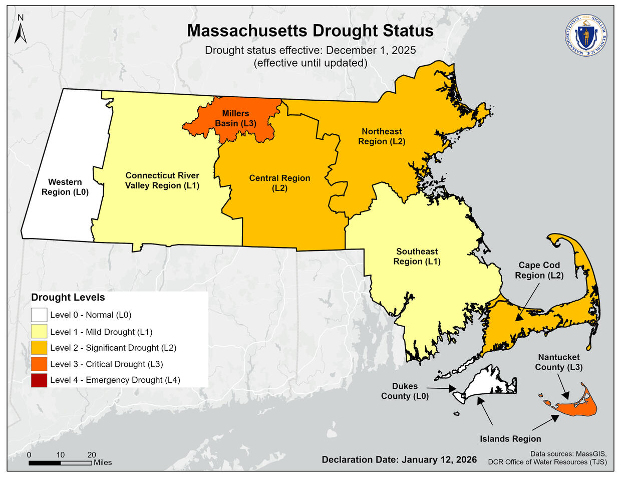 Drought Status Map January 12, 2026