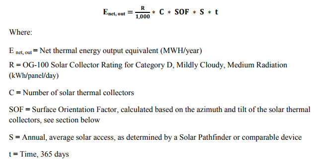 Small Solar Thermal AEC calculation using OG-100