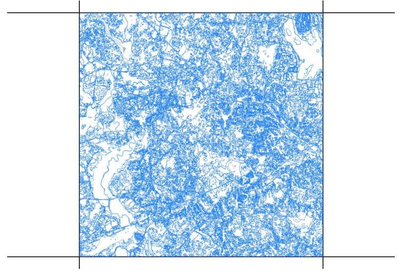 Land cover polygon lines only blue