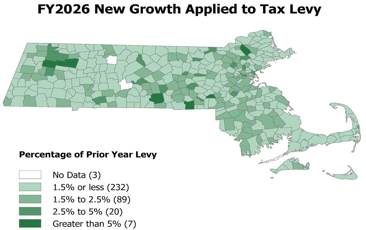 FY26 New Growth Applied To Tax Levy Map