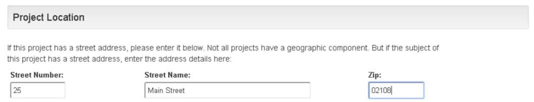 Form to enter address