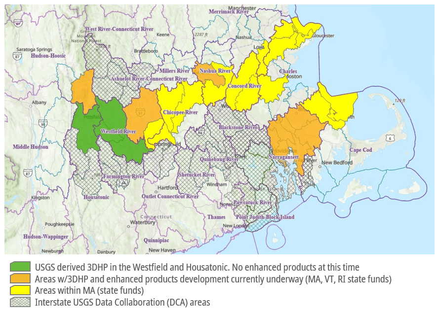Map of watersheds in the New England Regional Hydrography Collaboration