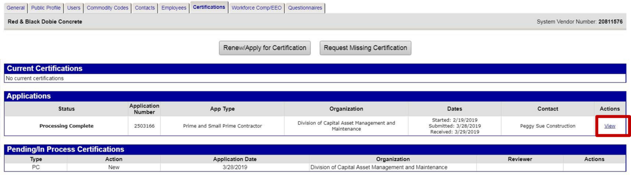 screen shot of online portal