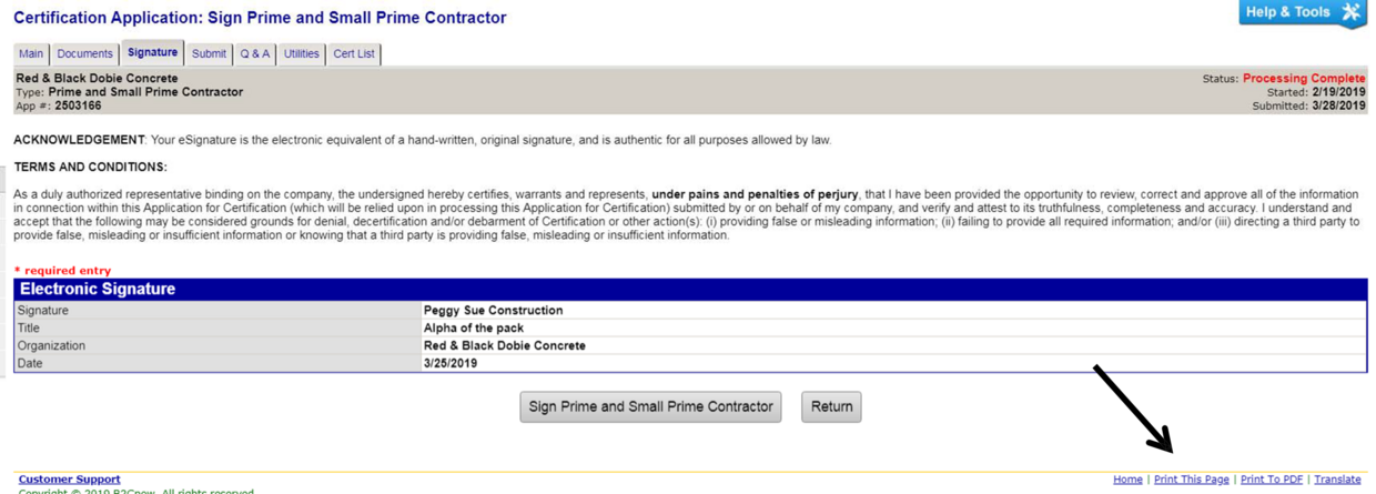 screen shot of online portal